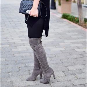 Kaitlyn Pan Dark Grey over the knee boots